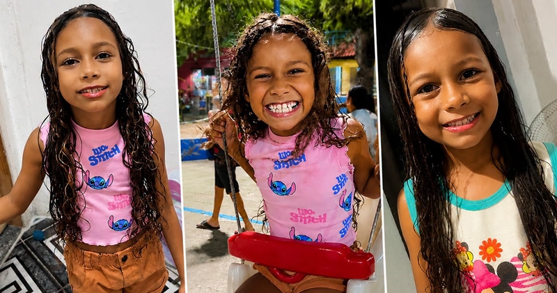 A menina Eduarda Cruz dos Santos, de 7 anos, morreu após ser baleada na cabeça dentro de casa, em Nova Iguaçu (RJ).