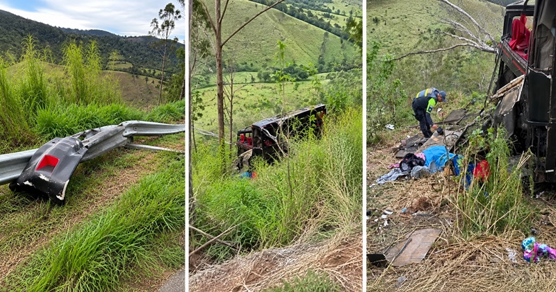 ÔNIBUS COM ROMEIROS CAI EM RIBANCEIRA E DEIXA SEIS MORTOS E DEZENAS DE FERIDOS