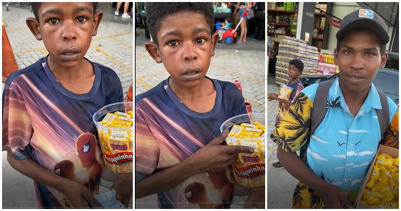 MENINO COMOVE AS REDES AO PEDIR DINHEIRO PARA COMPRAR BALAS E VENDER
