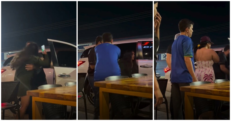  HOMEM SAI PARA LANCHAR COM A AMANTE E É SURPREENDIDO PELA ESPOSA